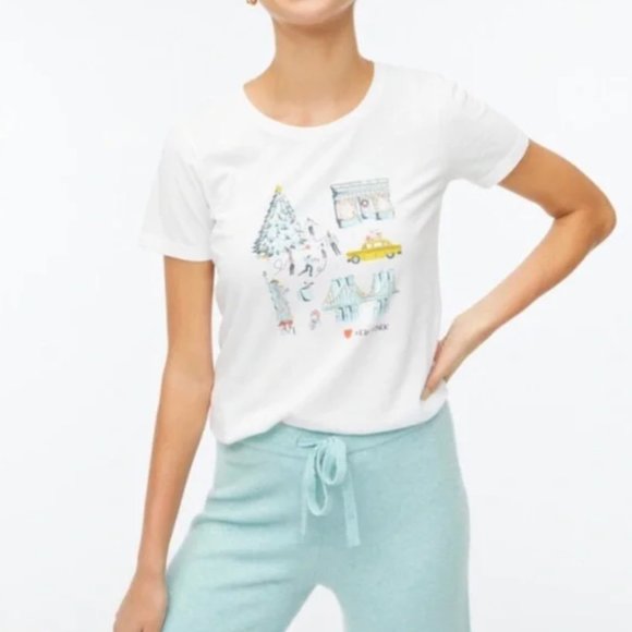 J. Crew Tops - J Crew Collector Tee New York Christmas White X-Small